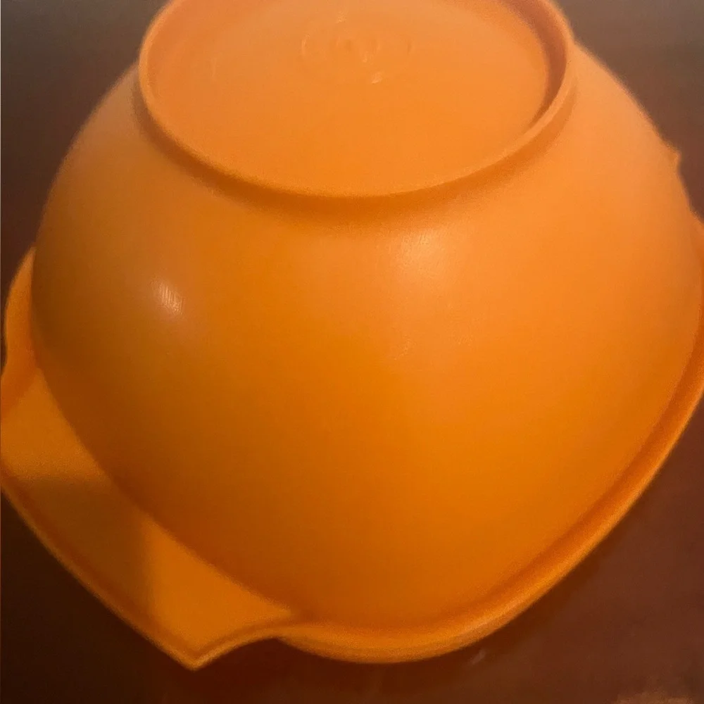Vintage Tupperware Orange Servalier Bowl with Lid • Retro Kitchen Storage •
